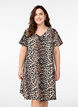 Short a-line dress with floral print, Brown, Model image number 0