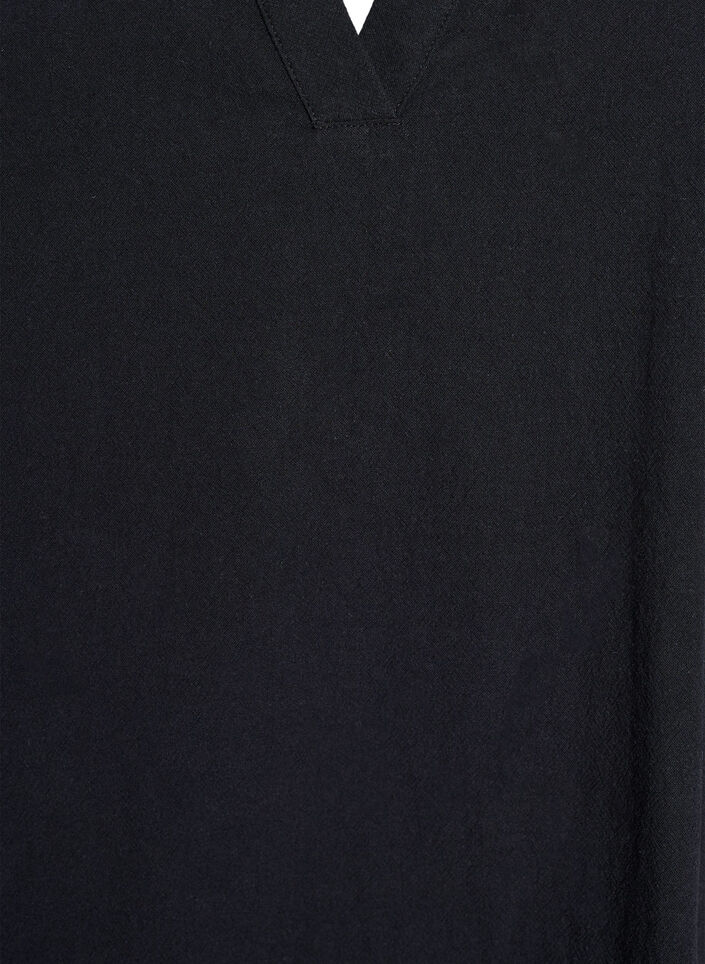 Tunic with V-neck and ruffle details, Black, Packshot image number 2