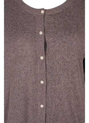 Short melange knit cardigan with pearl buttons, Iron Mel., Packshot image number 2