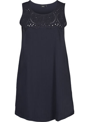 Dress with broderie anglaise, Night Sky, Packshot image number 0