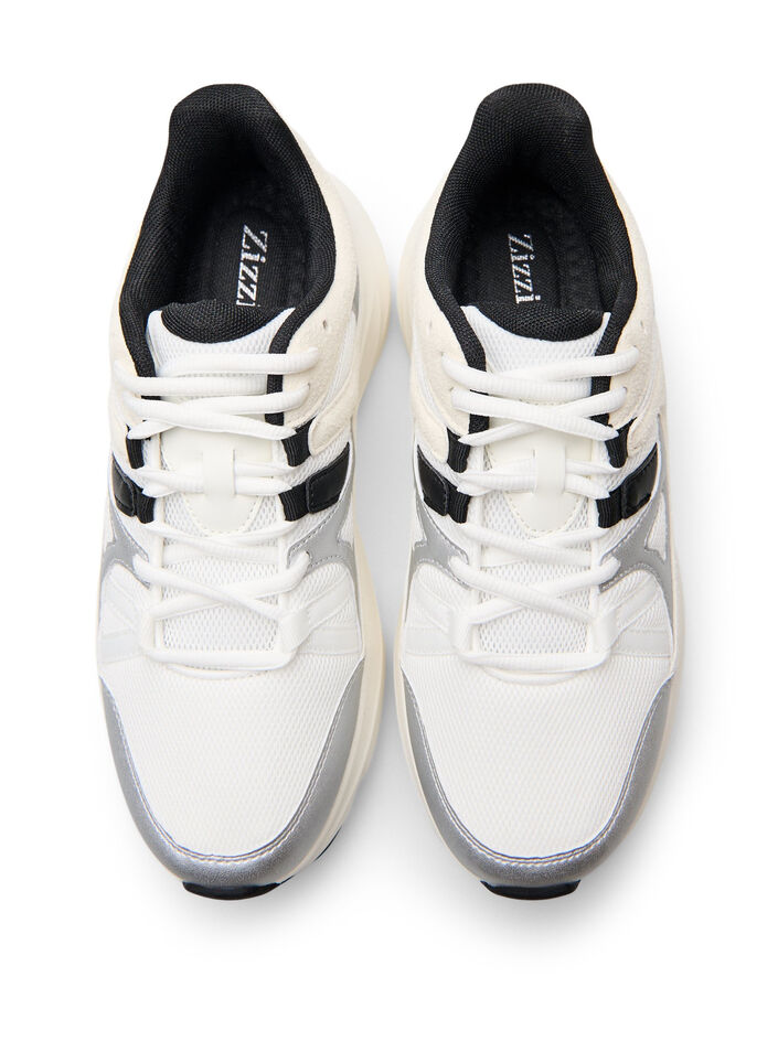 Comfortable sneakers with a shock-absorbing sole, White, Packshot