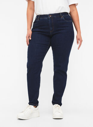 Slim fit Emily jeans with regular waist, Dark blue, Model image number 2