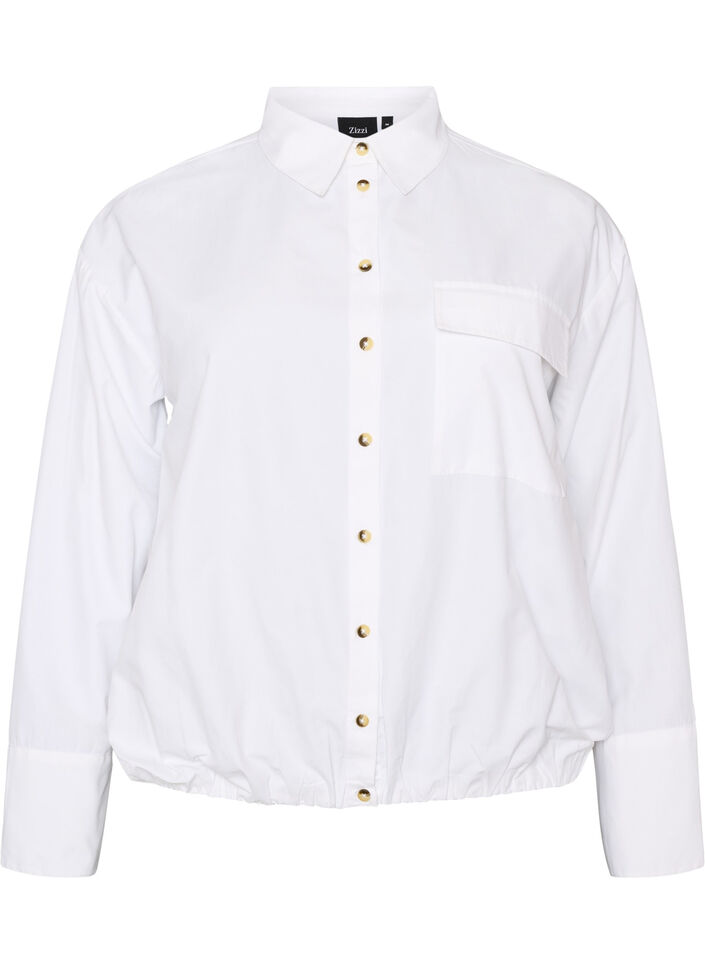 Shirt with chest pocket and balloon shape, White, Packshot image number 0