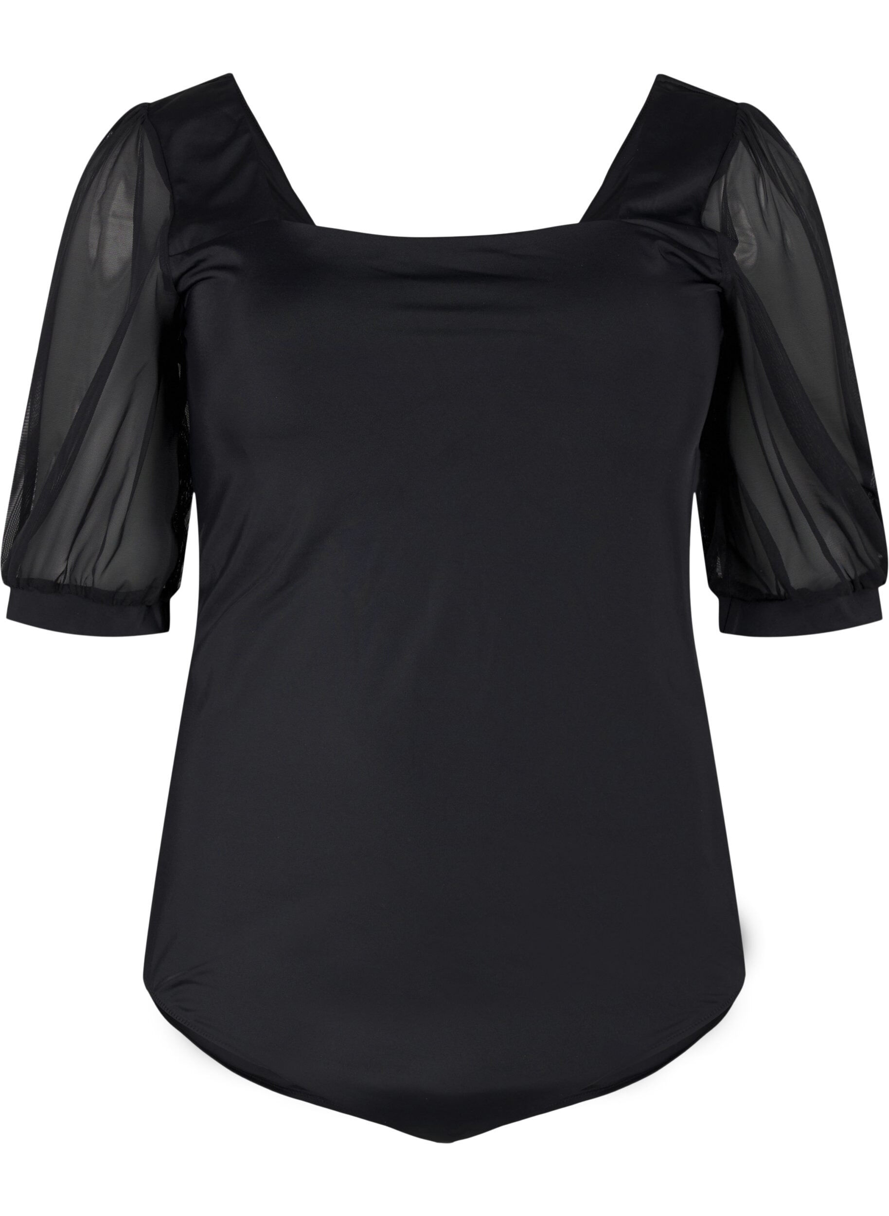 Zizzifashion Swimsuit with short mesh sleeves, Black, Packshot image number 0