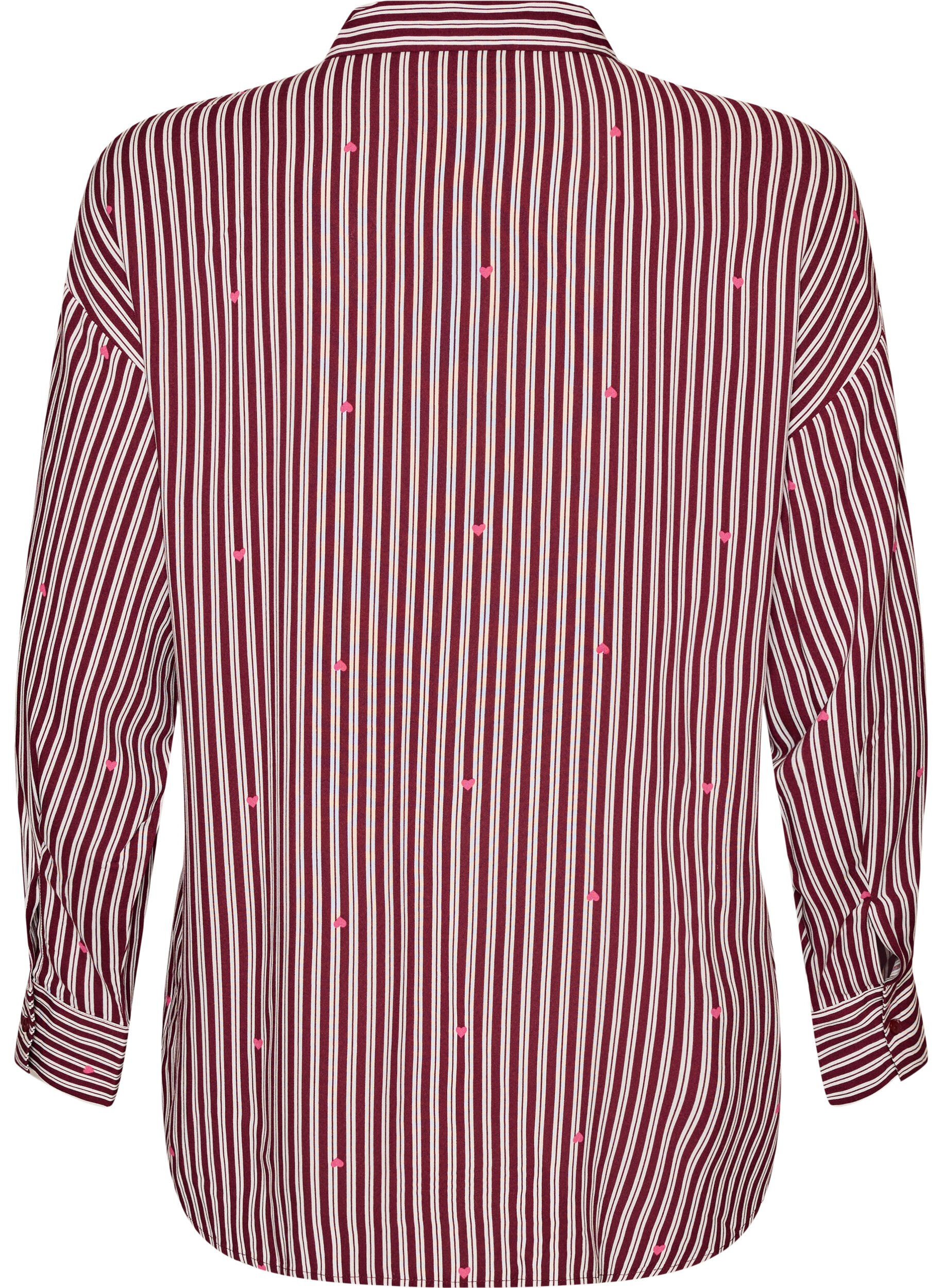 ZizzifashionNightshirt with stripes and hearts, Dark Bordeaux, Packshot image number 1