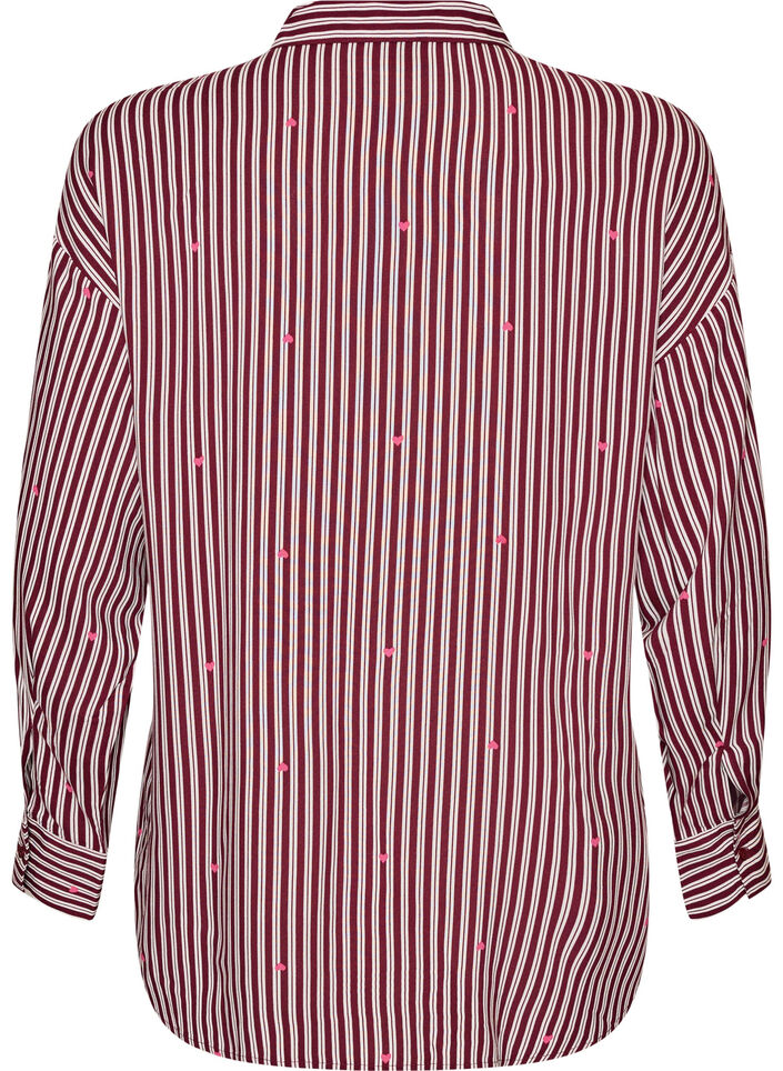 Nightshirt with stripes and hearts, Dark Bordeaux, Packshot image number 1