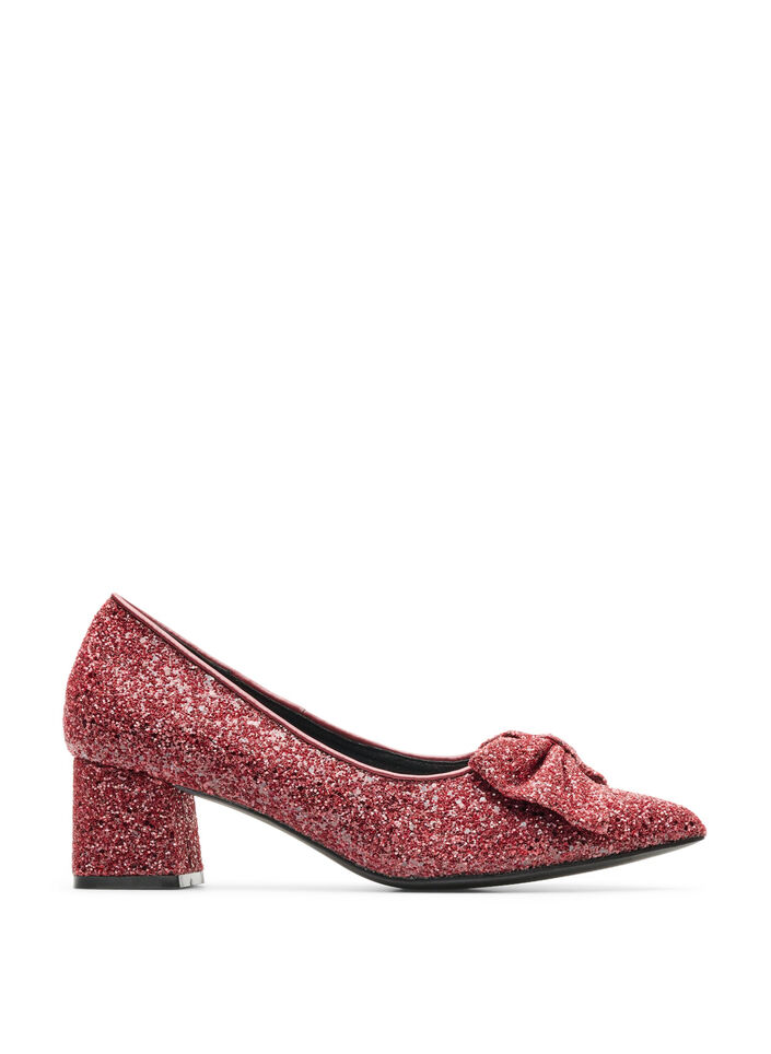 Glitter pump with bow, Red, Packshot image number 0