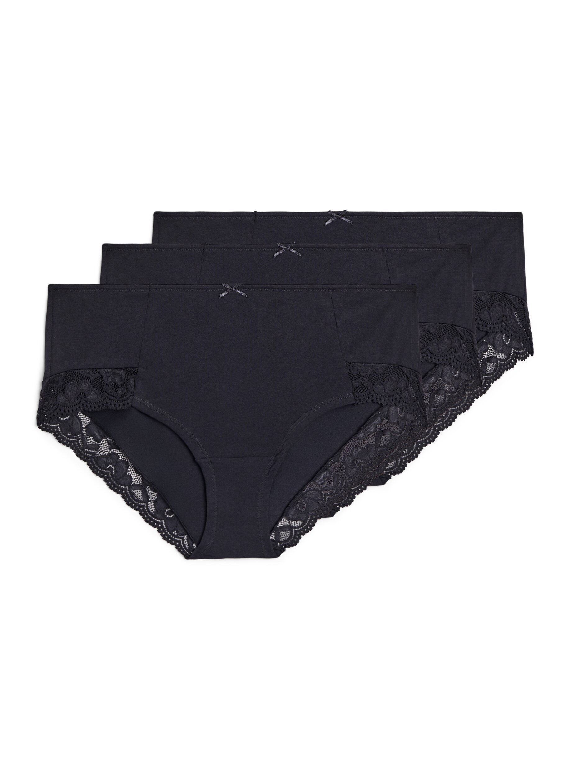 3-pack hipster knickers with lace trim