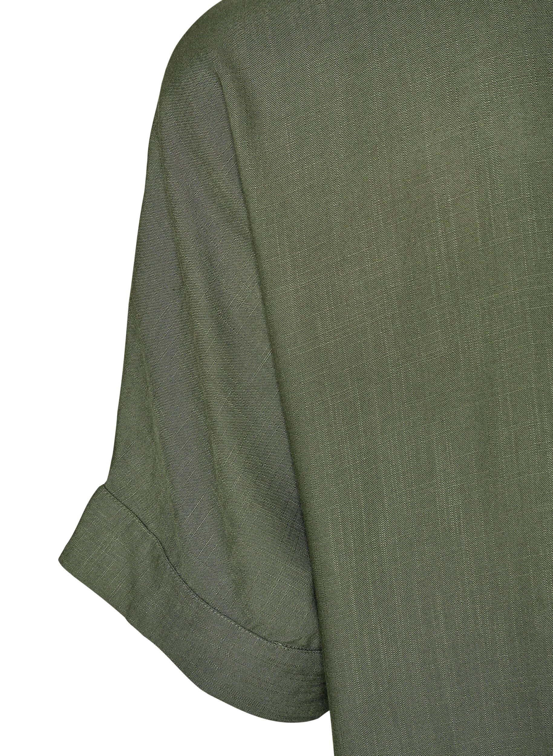 Zizzifashion Viscose blouse with crochet trim and buttons, Green, Packshot image number 3