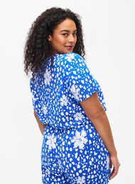 FLASH - Short sleeve viscose blouse with print, Nautical Bl.Wh.AOP, Model