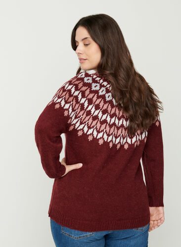 Patterned knitted sweater in a wool mix, Port Royal Comb, Model image number 1