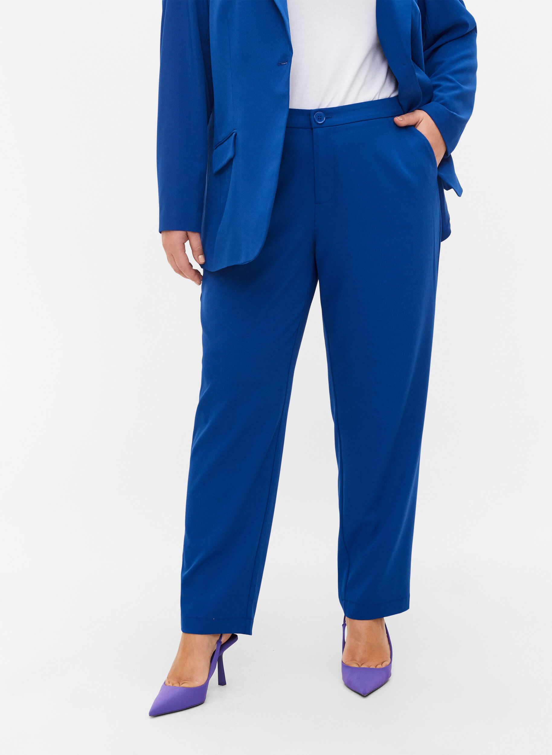 Zizzifashion Classic trousers with pockets, Blue, Model image number 2