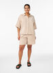 High-waisted cotton muslin shorts, Beige, Model image number 1