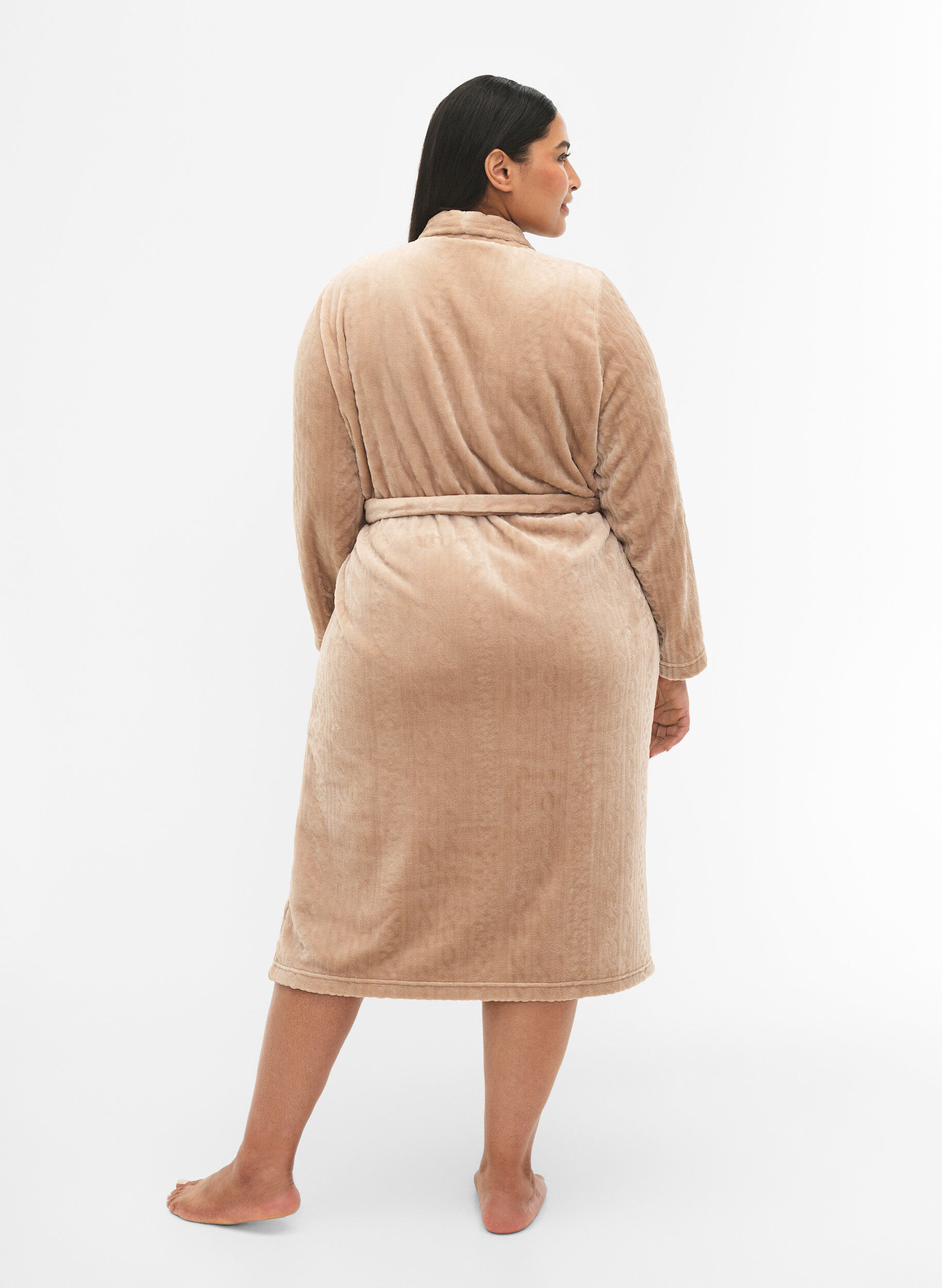 Zizzifashion Dressing gown with pockets, Natural, Model image number 1