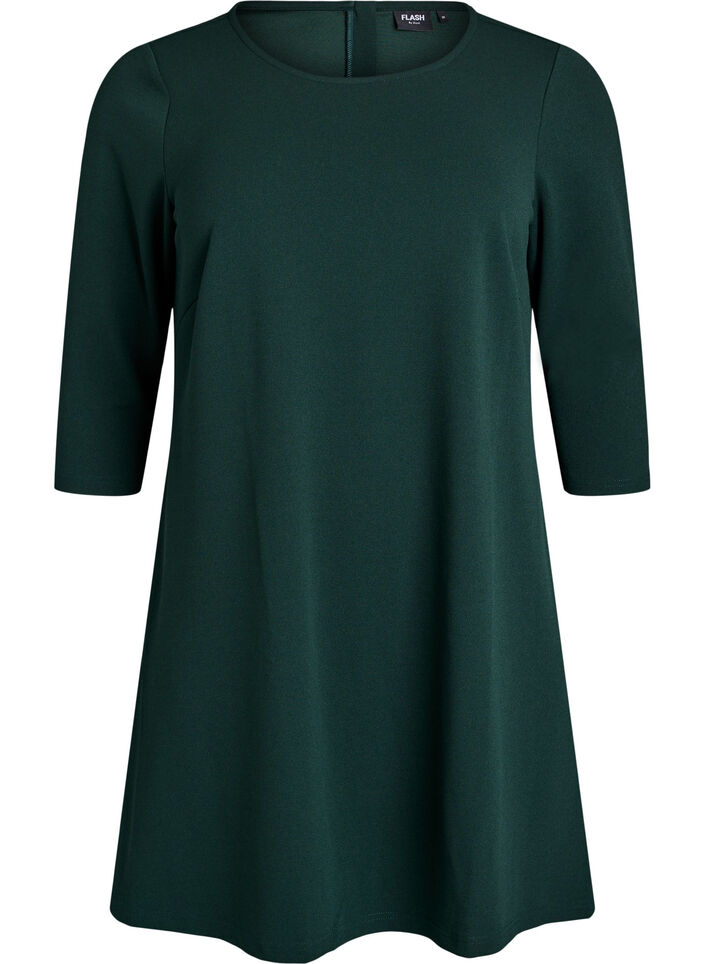 Short A-line dress with 3/4 sleeves, Green, Packshot image number 0
