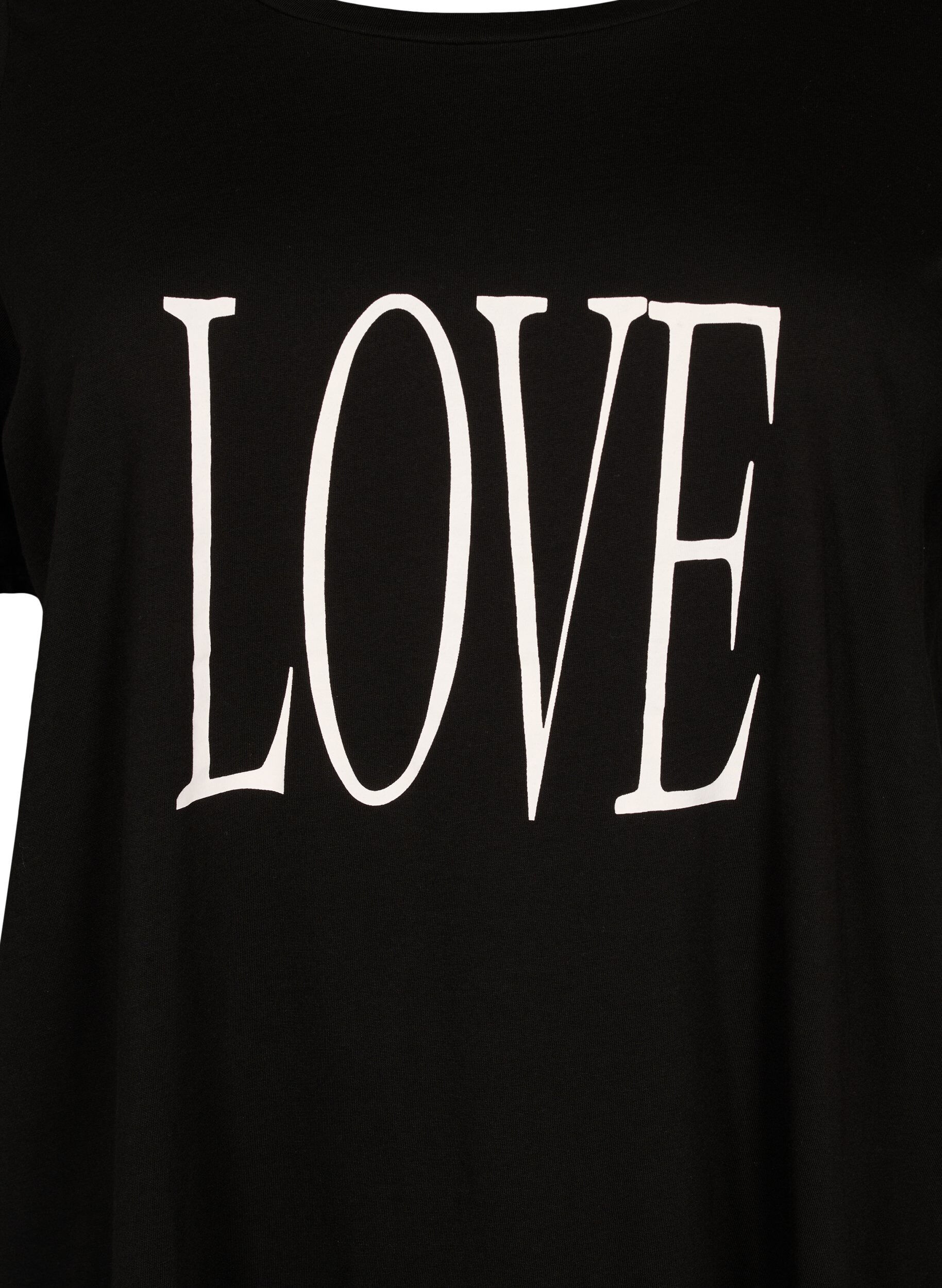 Zizzifashion Oversize t-shirt with print, Black W. Love, Packshot image number 2
