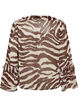 Chiffon blouse with zebra print and ruffles, Brown, Packshot image number 1
