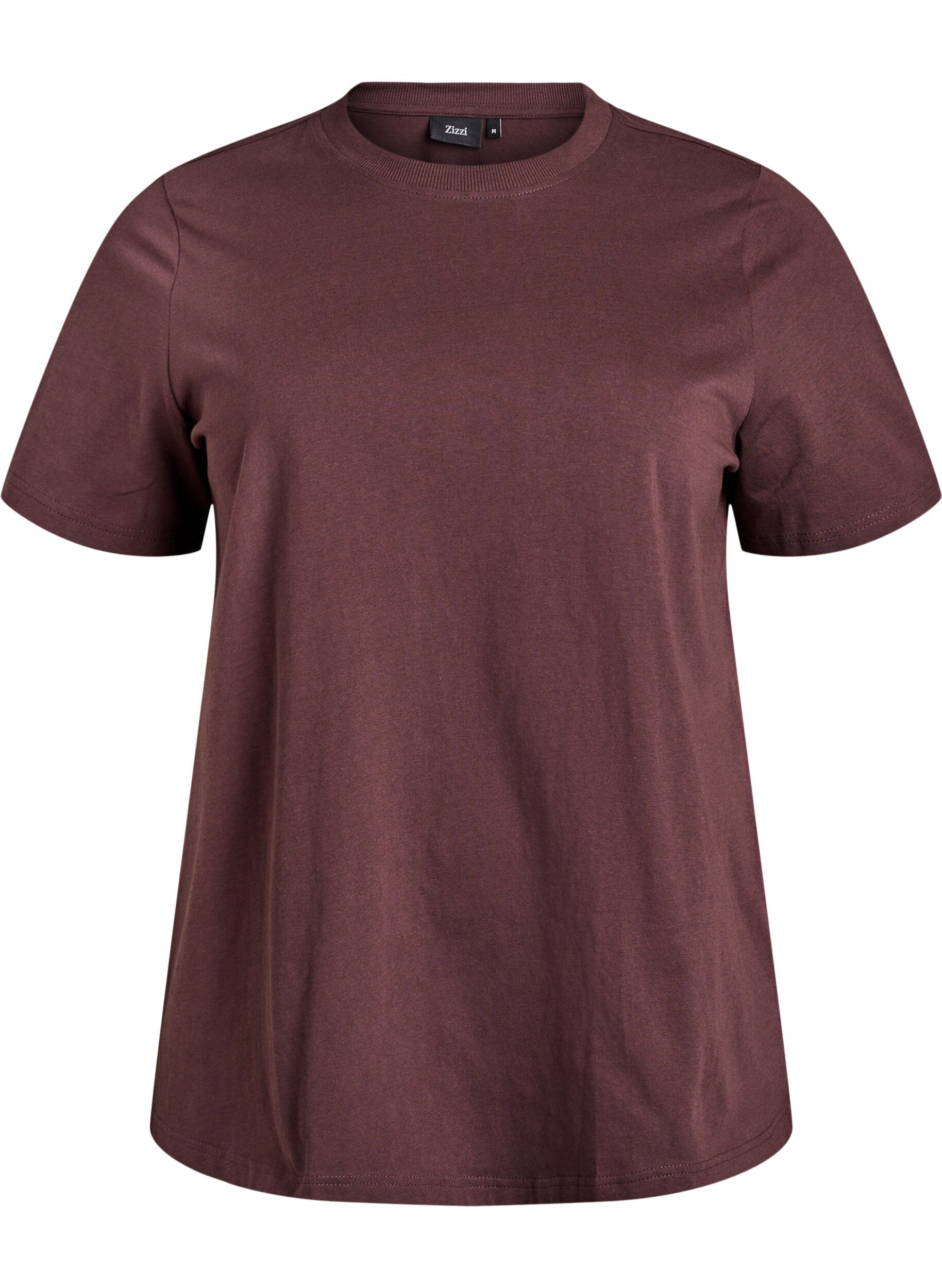 ZizzifashionBasic cotton T-shirt with round neck, Brown, Packshot image number 0