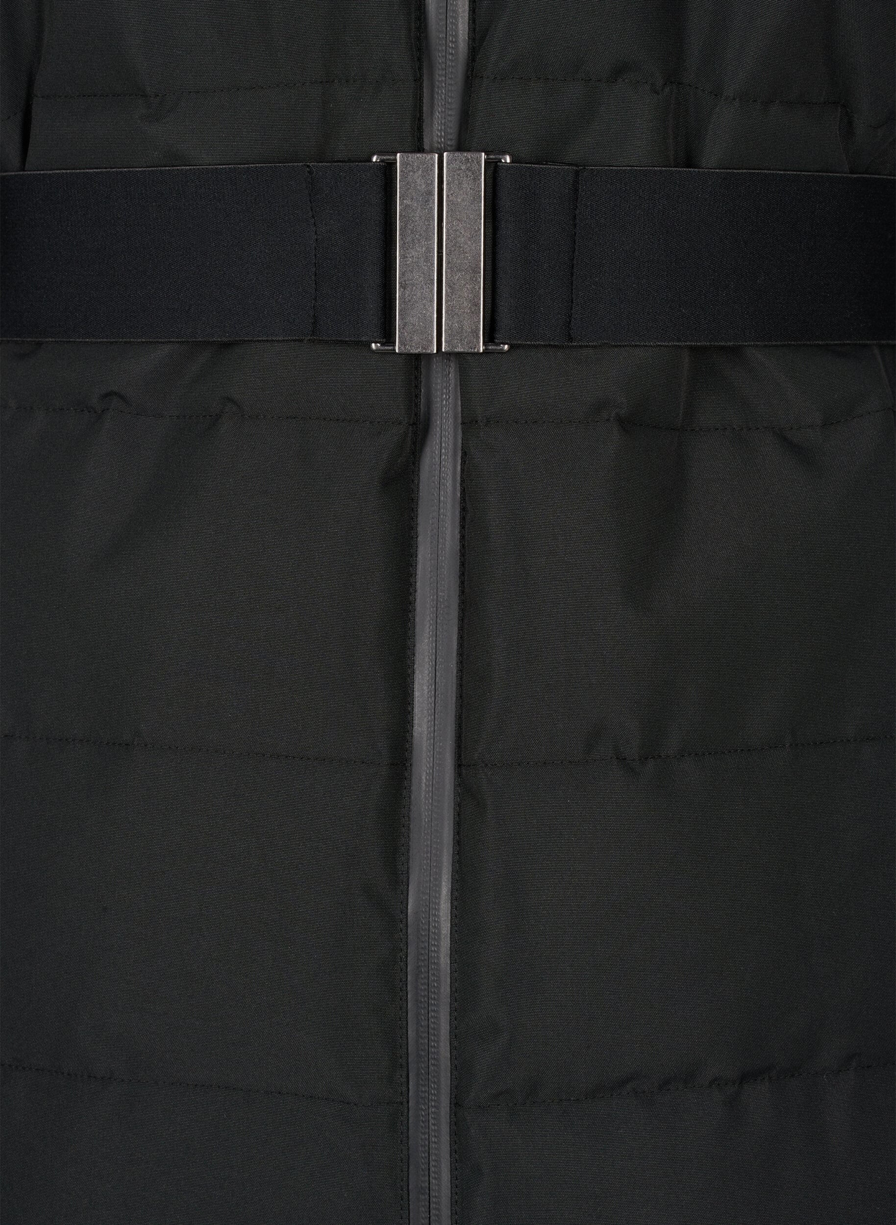 Zizzifashion Water-repellent ski jacket with hood and belt, Black, Packshot image number 3