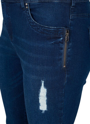 Super slim Amy jeans with distressed look, Dark blue denim, Packshot image number 2
