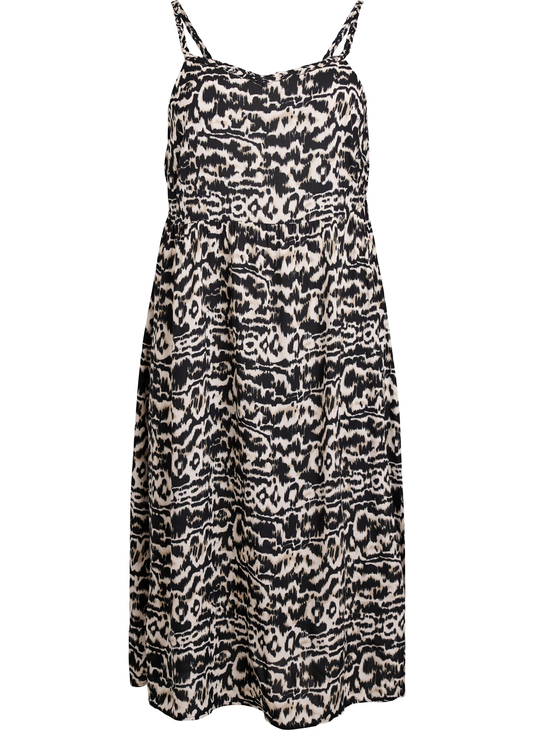 Zizzifashion Midi strap dress with a smocked back, Black, Packshot image number 0