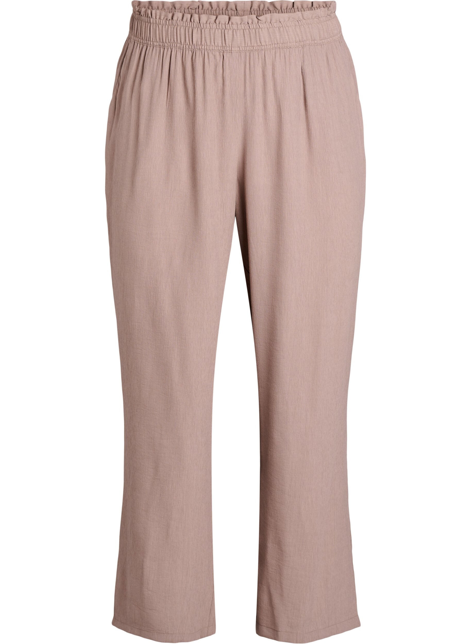 Zizzifashion High-waisted viscose trousers with pockets, Brown, Packshot image number 0