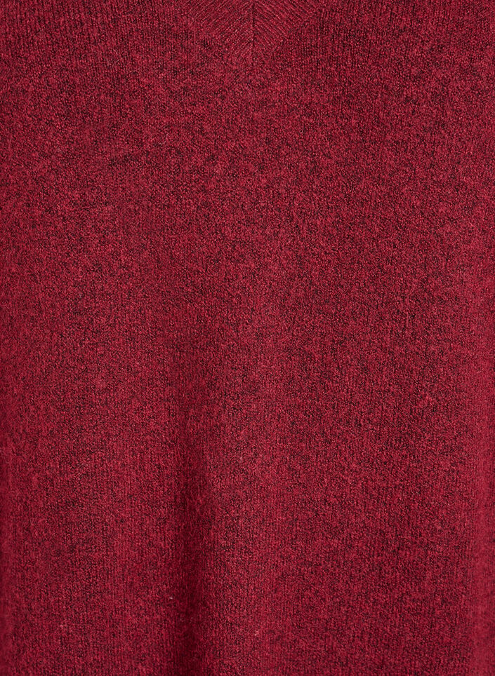 Long-sleeved knit dress with V-neck, Red, Packshot image number 2