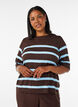 Striped knit top with short sleeves, Brown, Model image number 0