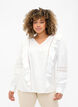 Blouse with ruffles and lace trim, White, Model image number 0