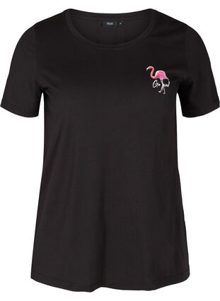 T-shirt with print, Black Flamingo, Packshot image number 0