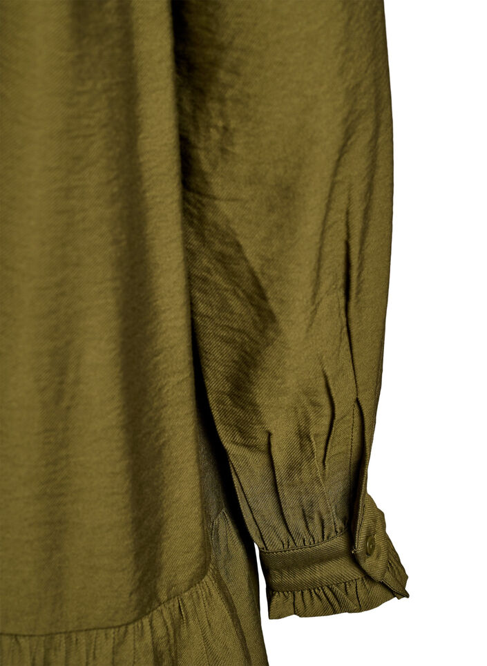 Short A-line dress with ruffles, Green, Packshot image number 3