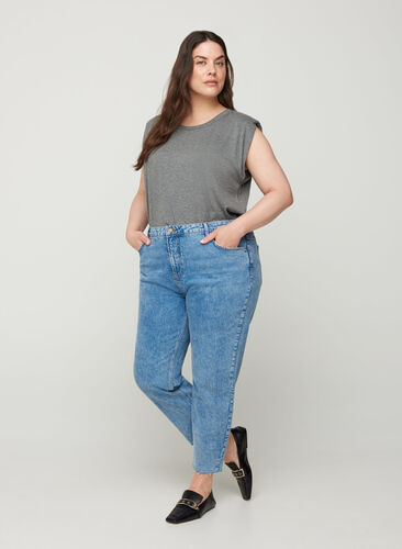 Cropped mom fit Mille jeans with a loose fit, Light blue denim, Model image number 0