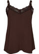Cami top with a V-neck and lace trim, Brown, Packshot image number 1