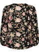Floral blouse in linen and viscose with long sleeves, Black, Packshot image number 1