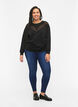 Sweatshirt with ruffle and crochet detail, Black, Model image number 2