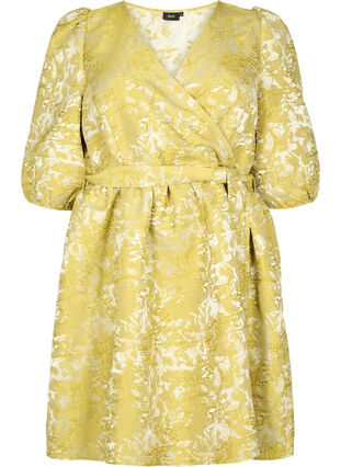 Short wrap dress with 3/4 sleeves, Pear Liqueur, Packshot image number 0
