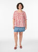 Cotton blouse with a square neckline, Red, Model image number 1