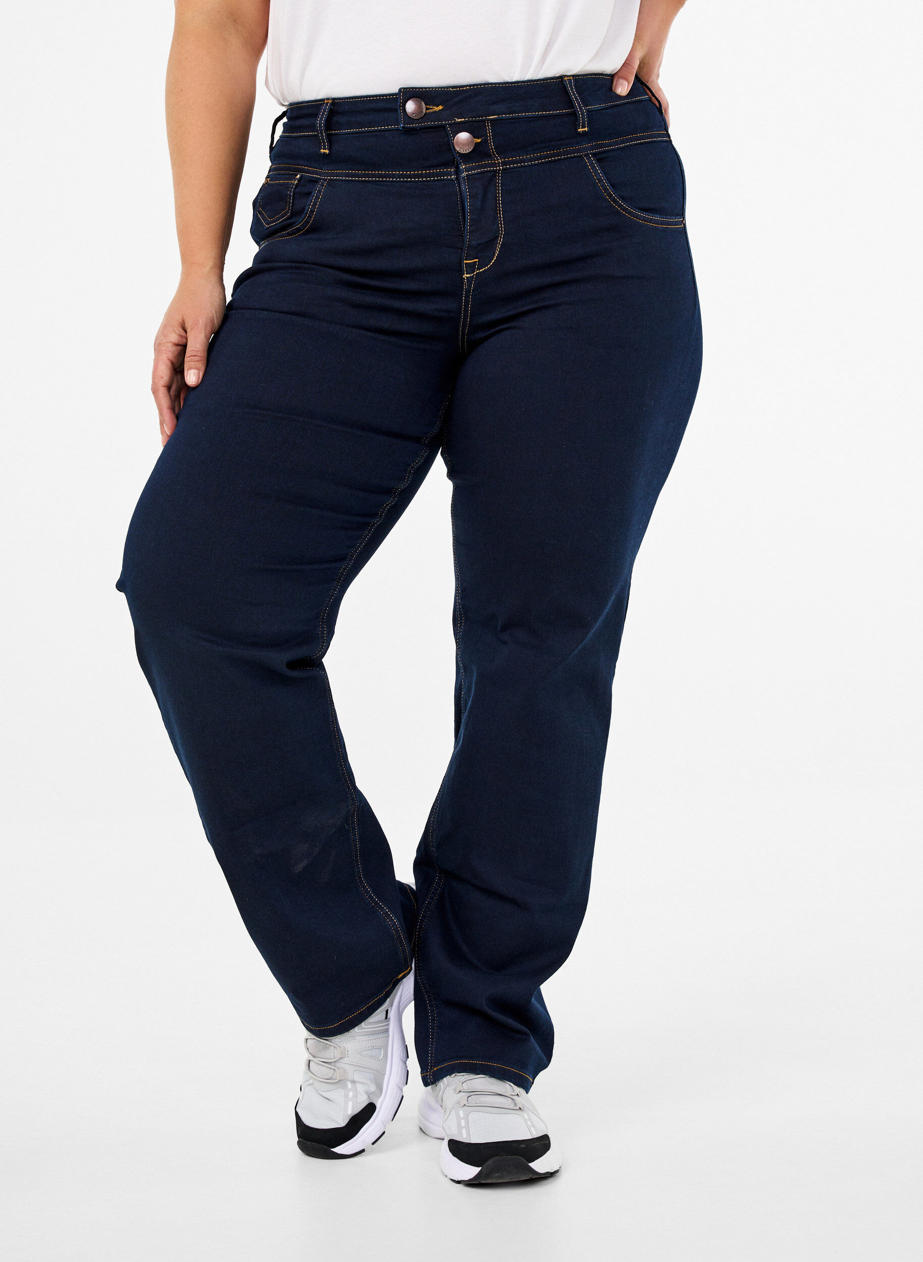 Zizzifashion Regular fit Gemma jeans with a high waist, Blue, Model image number 4