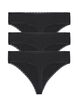 3-pack thong with lace edges, Black, Packshot image number 1