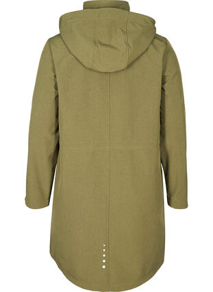 Long, hooded softshell jacket, Ivy green, Packshot image number 1