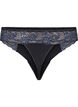 Microfibre G-string with lace, Black w Blue, Packshot image number 1