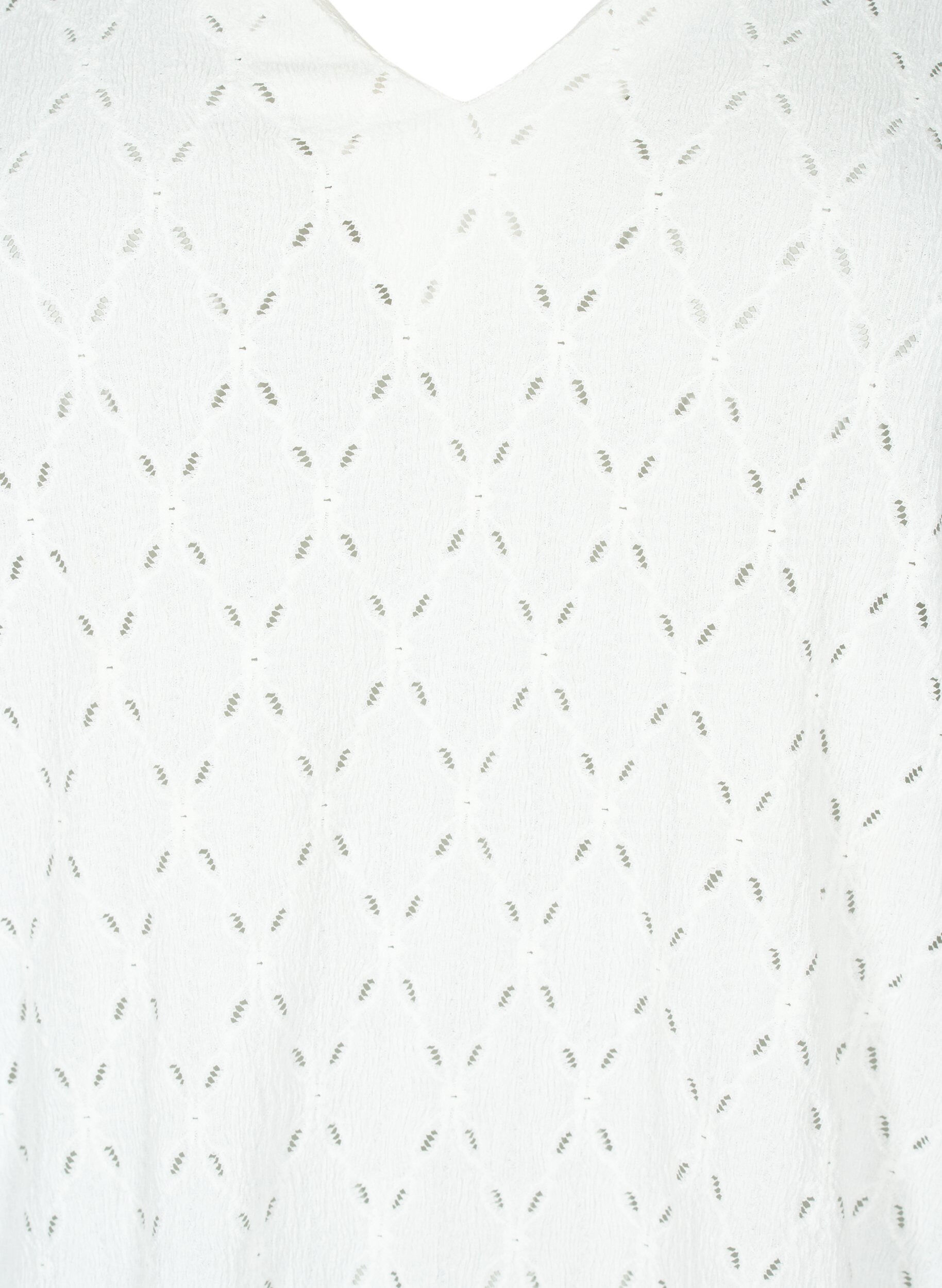 Zizzifashion V-neck blouse with hole pattern, Off White, Packshot image number 2