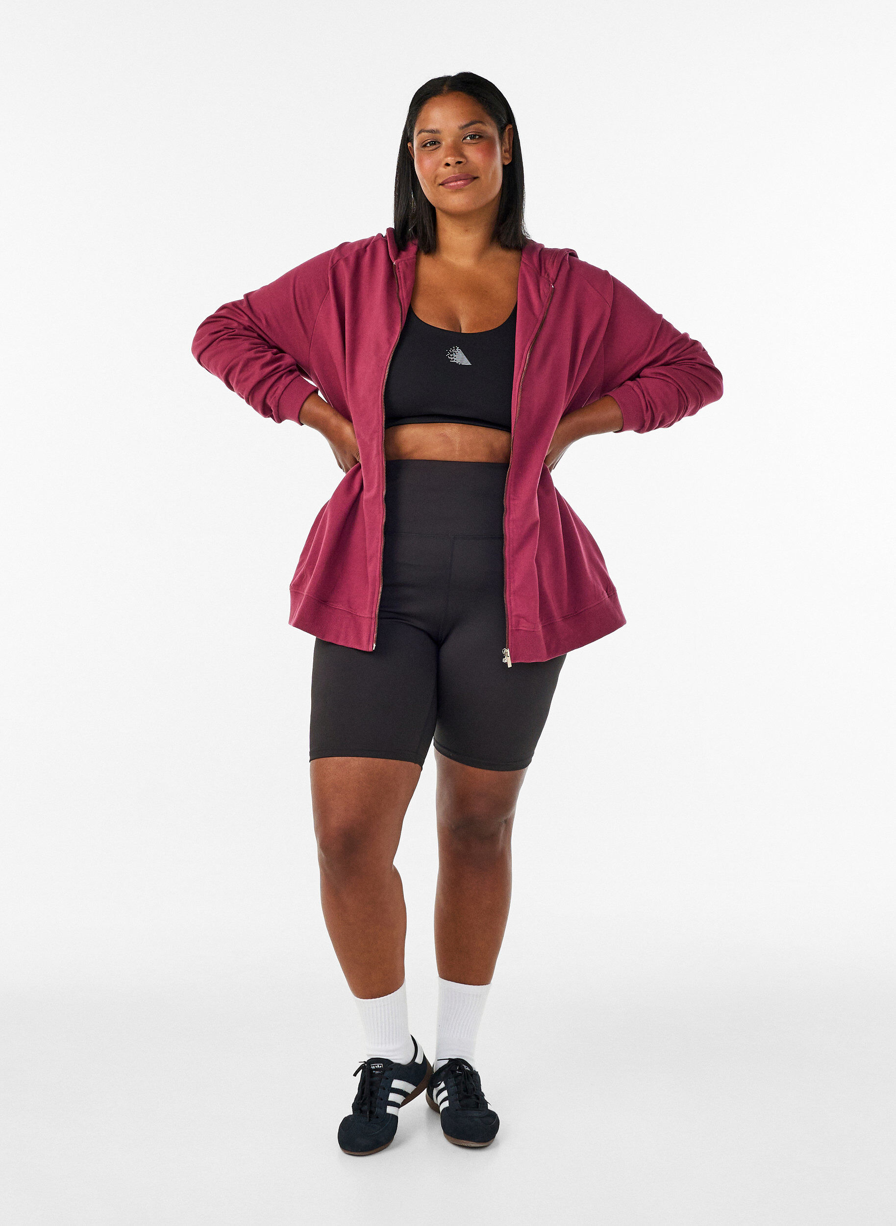 ZizzifashionHoodie with zipper and back print, Red, Model image number 1