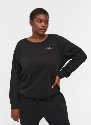 Mottled sweatshirt in a cotton blend, Black, Model image number 0