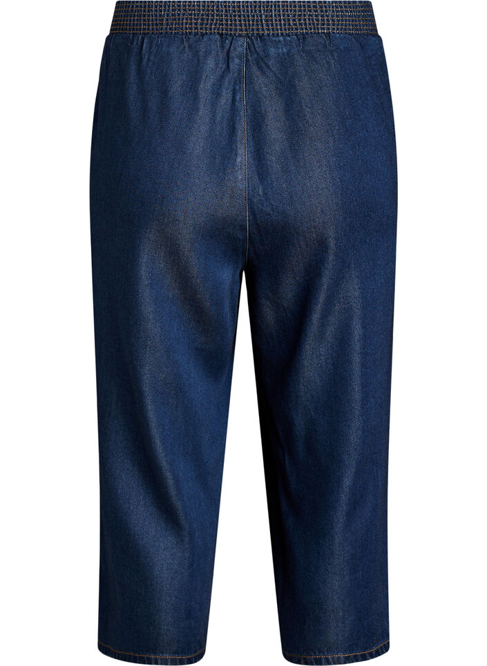 Lyocell culotte trousers with wide legs and denim look, Blue, Packshot image number 1