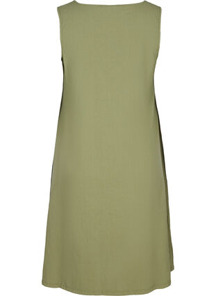 Sleeveless cotton dress with A-line cut, Aloe, Packshot image number 1