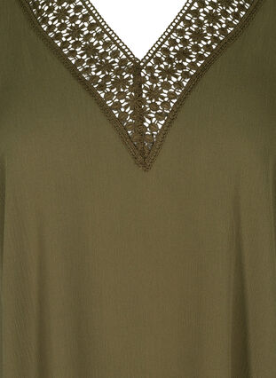 Sleeveless viscose tunic with lace, Ivy Green, Packshot image number 2