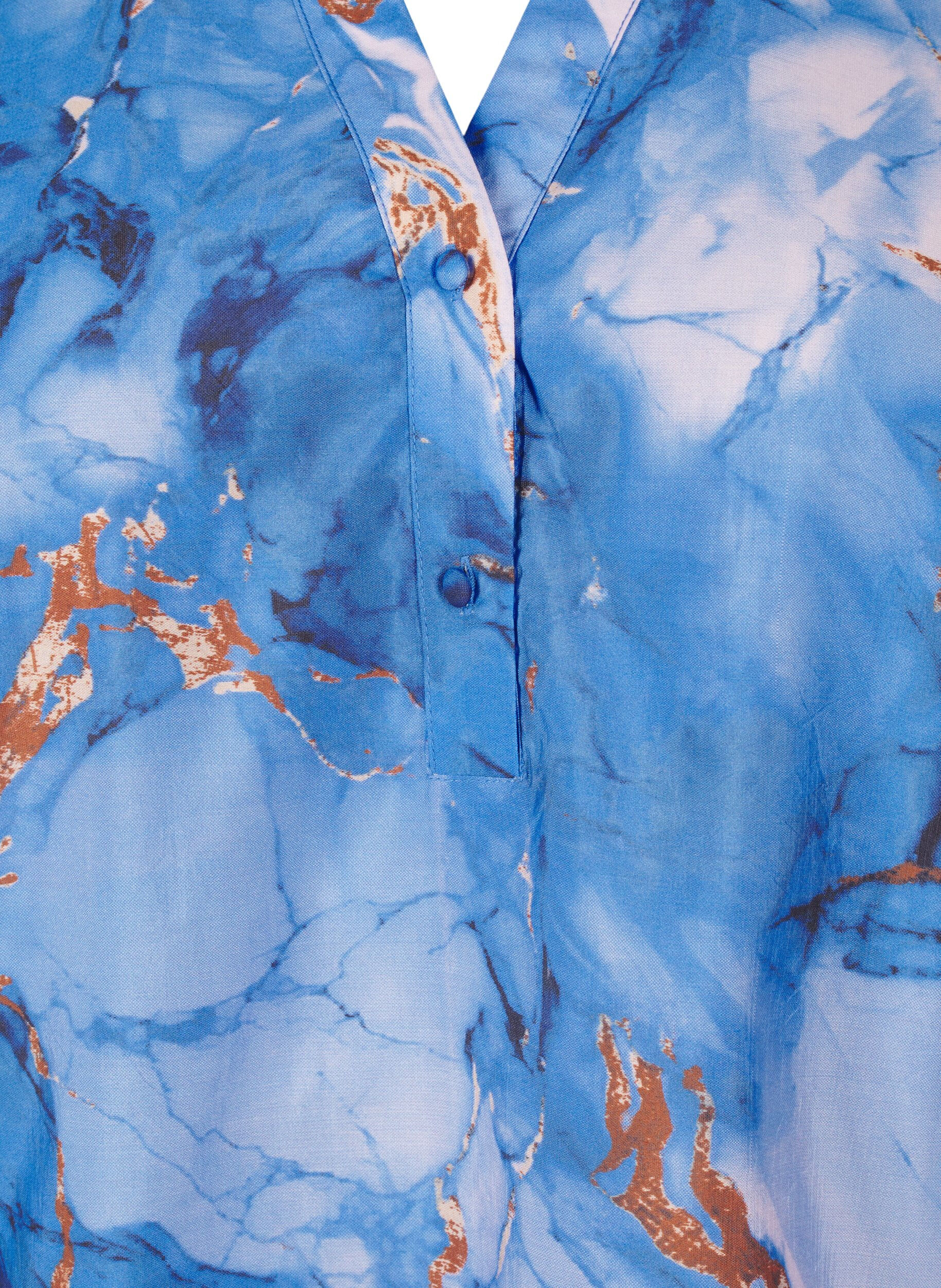 Zizzifashion Viscose blouse with marble print and short sleeves, Blue, Packshot image number 2
