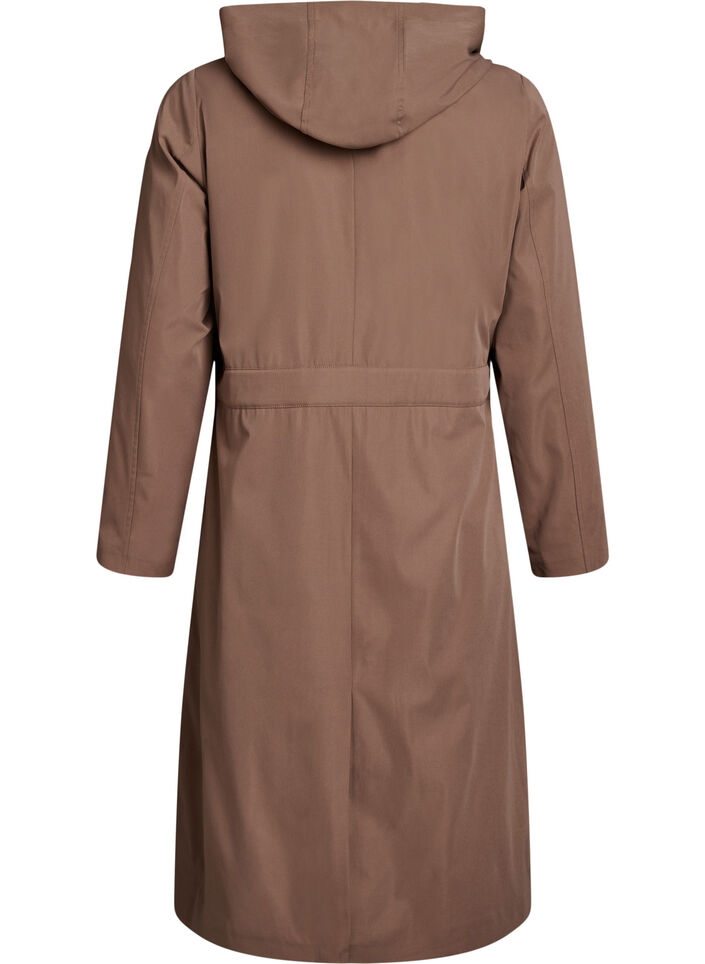 Trench coat with hood and tie belt, Brown, Packshot image number 1