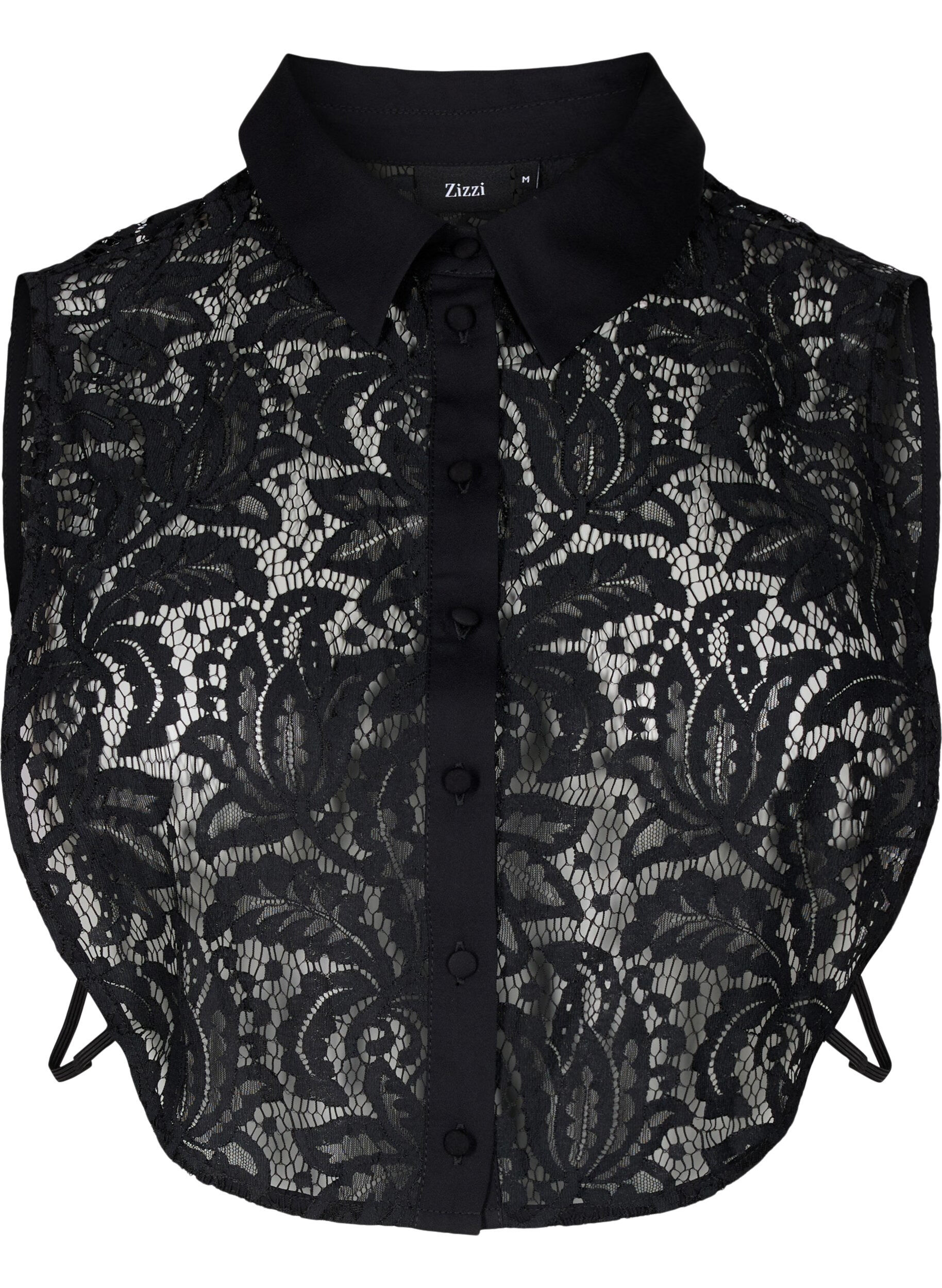 Zizzifashion Loose lace shirt collar, Black, Packshot image number 0